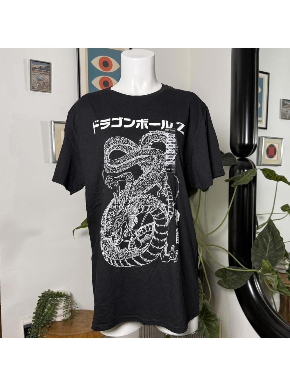 Dragon Ball Z black Shenron Outline Tee Size L New with tag